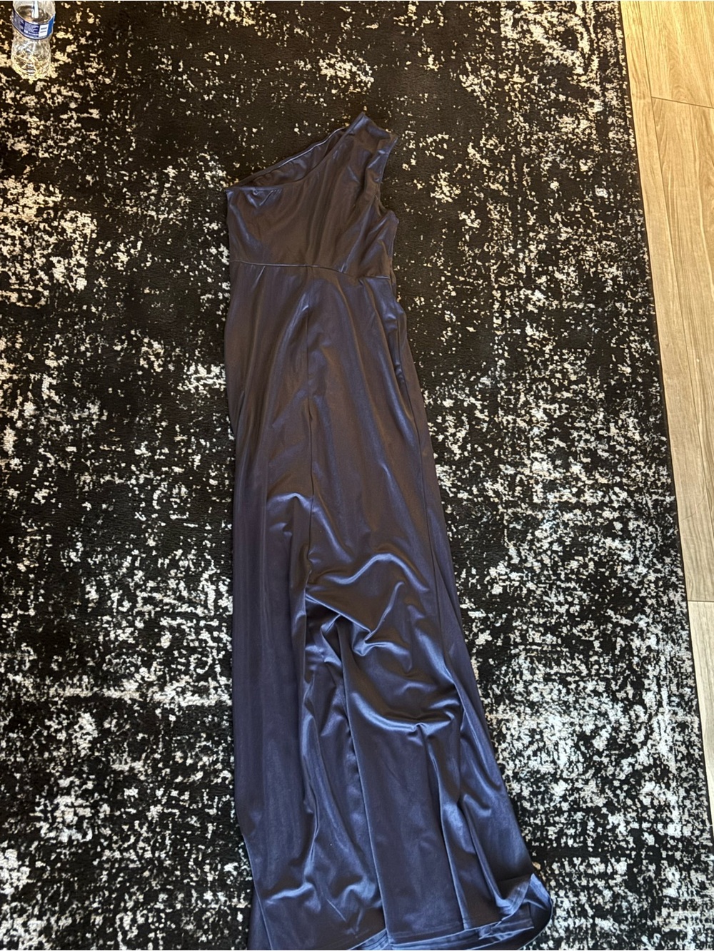 One-Shoulder Navy Blue Evening Gown
